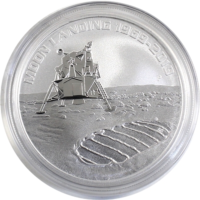 2019 Australia $1 1oz .9999 Silver Moon Landing 50th Ann. (No Tax) Scuffed Capsule