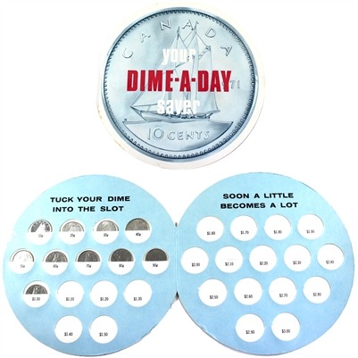 Scotiabank Dime-a-Day Saver with 5x Silver & 5x Non-silver Canada 10-cents (Impaired)