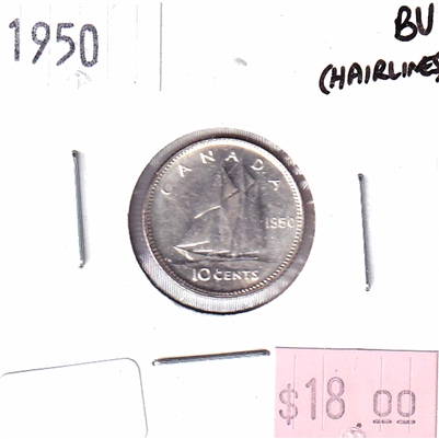 1950 Canada 10-cents Brilliant Uncirculated (MS-63) scratches or hairlines