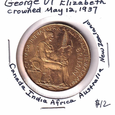 1937 Great Britain George VI Elizabeth Crowning & Royal Visits Bronze-Look Medallion