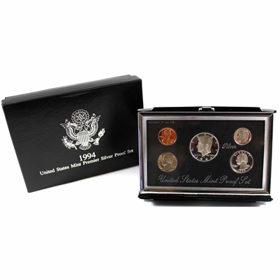 1994 S USA Premier Silver Proof Set (May have mild toning, light wear on outer box)