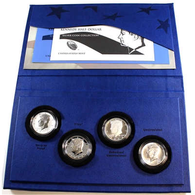 2014 USA Kennedy Silver Half Dollar 4-Coin Collection, One Coin Per Mint