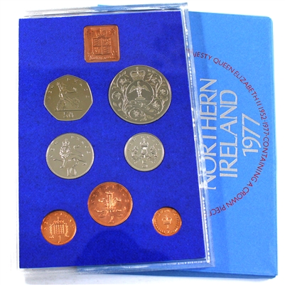 1977 Great Britain & Northern Ireland 7-coin Mint Set & Medallion (2Pcs lightly toned)