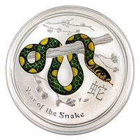 2013 Australia $1 Year of the Snake Coloured 1oz Silver (No Tax) Toning mark, see text