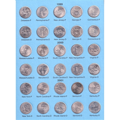 Lot of 110x 1999-2009 P&D USA State Quarters, 110Pcs in Whitman Album (1x Corrosion)