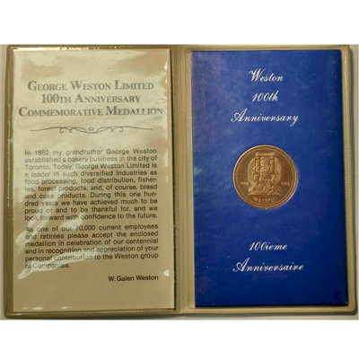 1982 George Weston 100th Anniversary Commemorative Medallion.