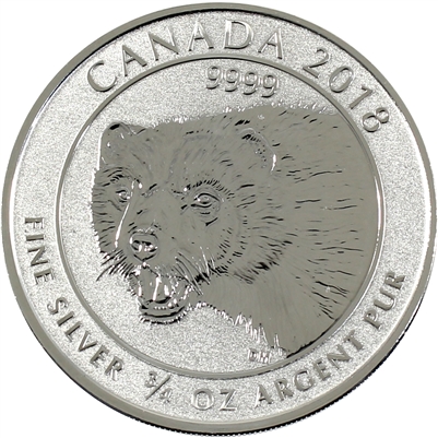 2018 Canada Wolverine 3/4oz. .9999 Fine Silver. Scarce Issue! (No Tax) Hairline Scratches