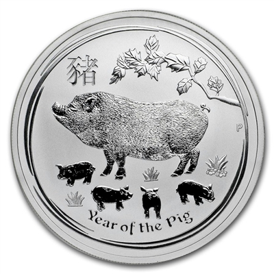 2019 Australia $2 Year of the Pig 2oz .9999 Silver (No Tax) Capsule Scuffed