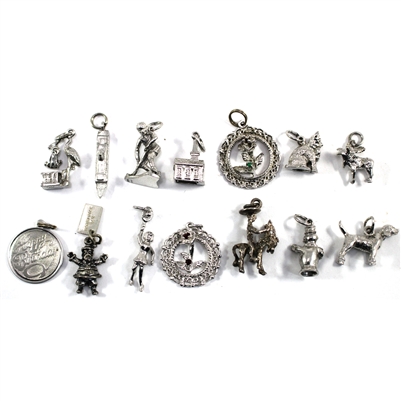 Mixed Lot B of Sterling Silver (0.925) Charms, 25 grams total weight