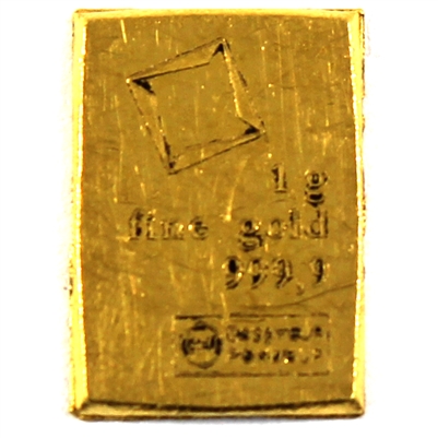 Valcambi 1g .9999 Gold Bar (No Tax) Impaired