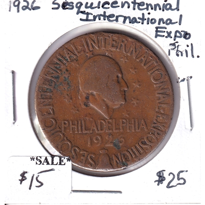 1926 USA Sesquicentennial International Exposition in Philadelphia Medallion