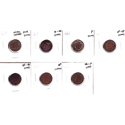 Lot of 7x 1858-1894 USA Cents, Poor to EF-AU, 7Pcs (Cleaned, corrosion, or impaired)
