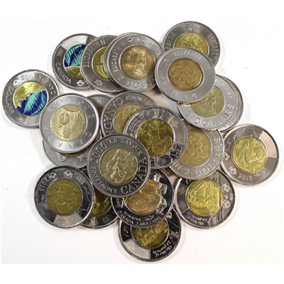 25 x 1999 to Date Mixed Canada Commemorative $2 Coins, 25Pcs (Duplicates Possible)