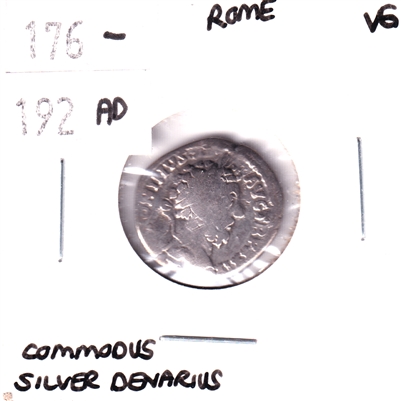 Ancient Rome 176-192AD Commodus Silver Denarius Very Good (VG-8)