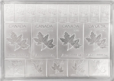2019 Royal Canadian Mint Maple Leaf Flex 2oz. Silver Fractional Multibar (No Tax)