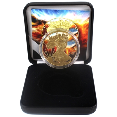 Eagel Eye $1 Silver USA .999 Fine Gold Plated with Colouring & Case (No Tax)