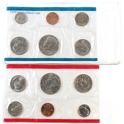1979 USA P&D Mint Set (Lightly toned, cents may be toned, light wear on envelope)