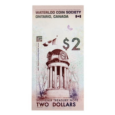 Waterloo Coin Society Souvenir Treasury $2 Note, Series A, UNC