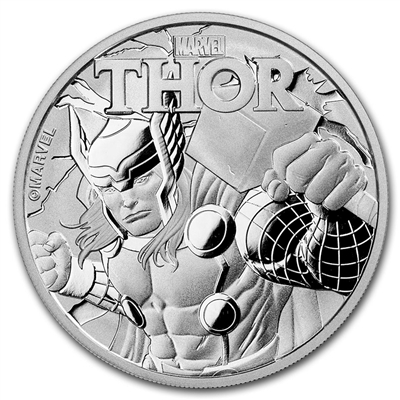 2018 Tuvalu $1 Marvel Series - Thor 1oz. Silver (No Tax) Lightly Toned