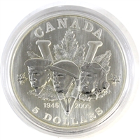 2005 Canada Maple Leaf Privy End of WWII $5 Silver Maple (No Tax) May be lightly toned