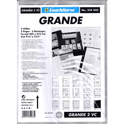 5 X Numis Grande 2 VC Plastic 2-Pocket 242 X 312 mm Sheets