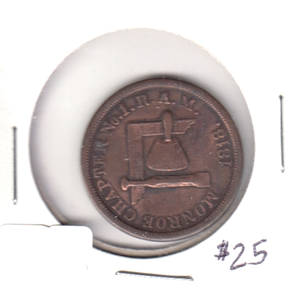 1818 Detroit, Michigan Monroe Chapter No. 1 R.A.M. Masonic Penny