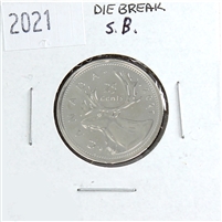 ERROR 2021 Canada 25-cents (Die Break by Susanna Blunt's Initials on Obverse)