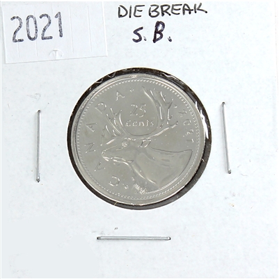 ERROR 2021 Canada 25-cents (Die Break by Susanna Blunt's Initials on Obverse)