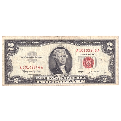 1963 USA $2 Note, Various Series (May have some stains)