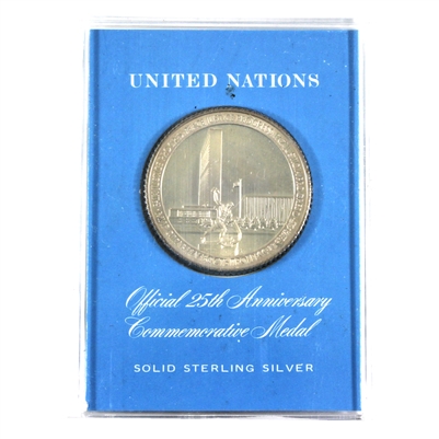 1970 United Nations 25th Anniversary Sterling Silver Medal (See text)