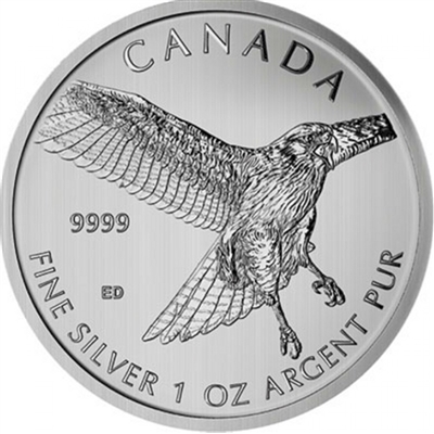 2015 Canada $5 Birds of Prey - Red-Tailed Hawk 1oz. (No Tax) Tone Spots