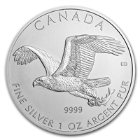 2014 Canada $5 Birds of Prey - Bald Eagle 1oz .9999 Fine Silver (No Tax) Lightly Toned