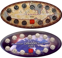 Pair of FULL 1999 & 2000 Official RCM-issued Millennium Oval Boards w/coins, 2Pcs