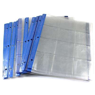30x 12-pocket 3-ring Binder Pages for Crown Size Holders (Used), 30Pcs (Sold As Is)