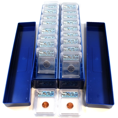2005 USA Complete 22-Coin P/D Satin ICG Certified SP69 Sets in blue cases