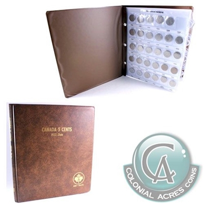 1922 to 2022 Canada 5 Cents & Deluxe Brown Folder (107 Coins)