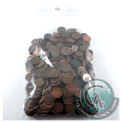 Lot of USA Copper Cents 5 Pounds - Shipping to Canada Only