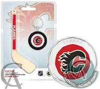2009 Canada $1 Calgary Flames Mini Puck Keychain with 5" Hockey Stick