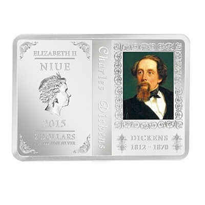 2015 Niue Charles Dickens Silver Coin (TAX Exempt)
