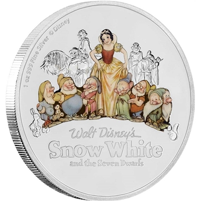 2017 Niue $2 Snow White & the Seven Dwarfs 80th Anniversary Silver (No Tax)