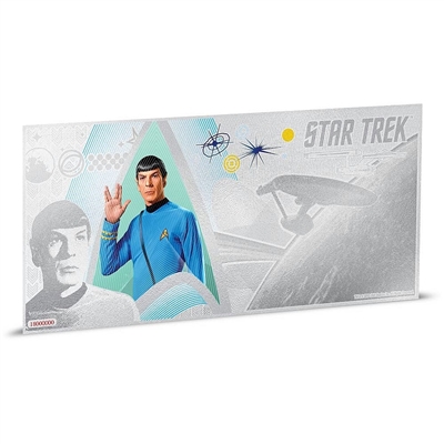 2018 Niue $1 Star Trek - Commander Spock 5g Silver Coin Note (No Tax)