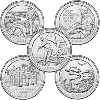 2016 USA National Parks Quarter Set - P&D Singles (total of 10 coins)