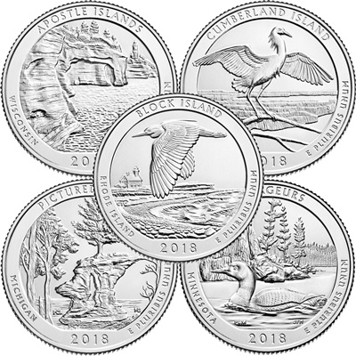 2018 USA National Parks Quarter Set - P&D Singles (total of 10 coins)