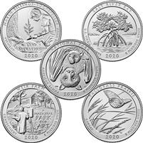 2020 US National Parks Quarter Set - P&D Mints (total of 10 coins)