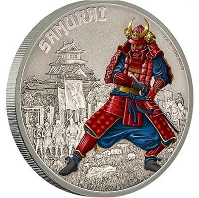 2016 Niue $2 Warriors of History - The Samurai Antique Finish Fine Silver (No Tax)