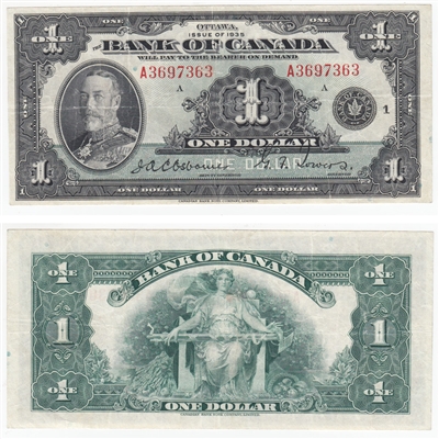 BC-1 1935 Canada $1 Osborne-Towers, English, Series A, VF