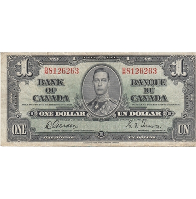 BC-21c 1937 Canada $1 Gordon-Towers, B/M, F-VF