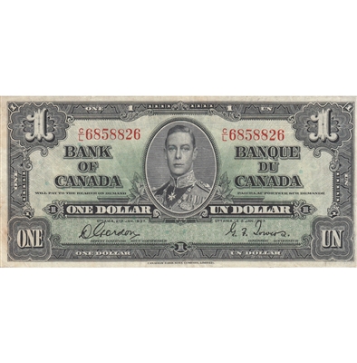 BC-21c 1937 Canada $1 Gordon-Towers, C/L, VF