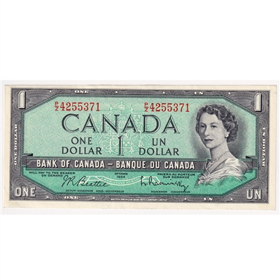 BC-37b-i 1954 Canada $1 Beattie-Rasminsky, P/Z, AU