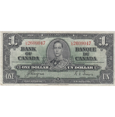 BC-21d 1937 Canada $1 Coyne-Towers, L/N, VF
